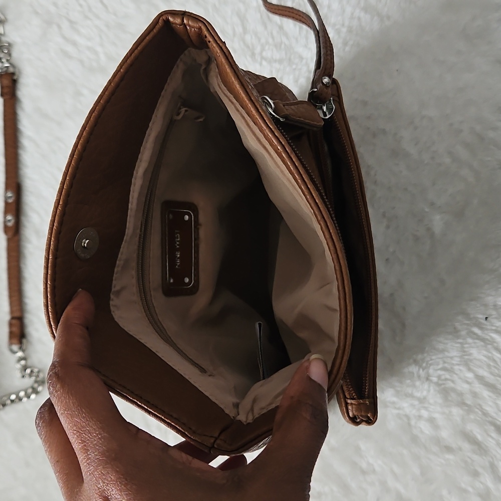 Nine West Crossbody Purse Convertible Wristlet Bag Brown Detachable Strap - Picture 8 of 12